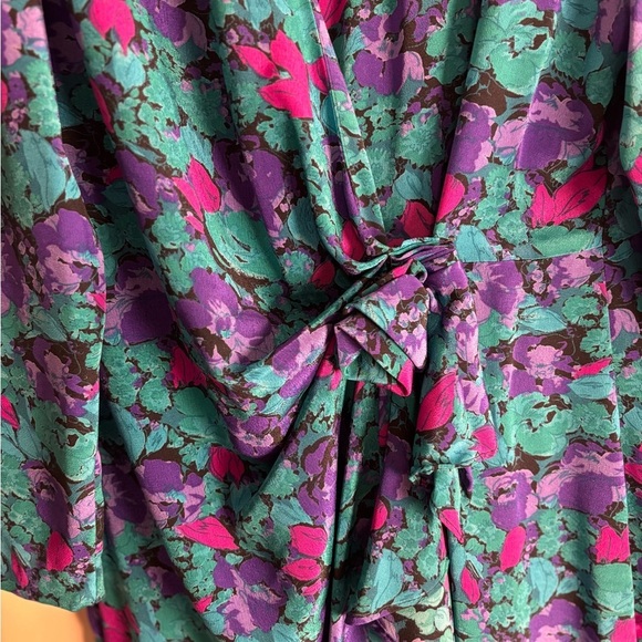 David Mitchell Vintage Cinched Waist Floral Dress w/ Shoulder Pads - Picture 6 of 7